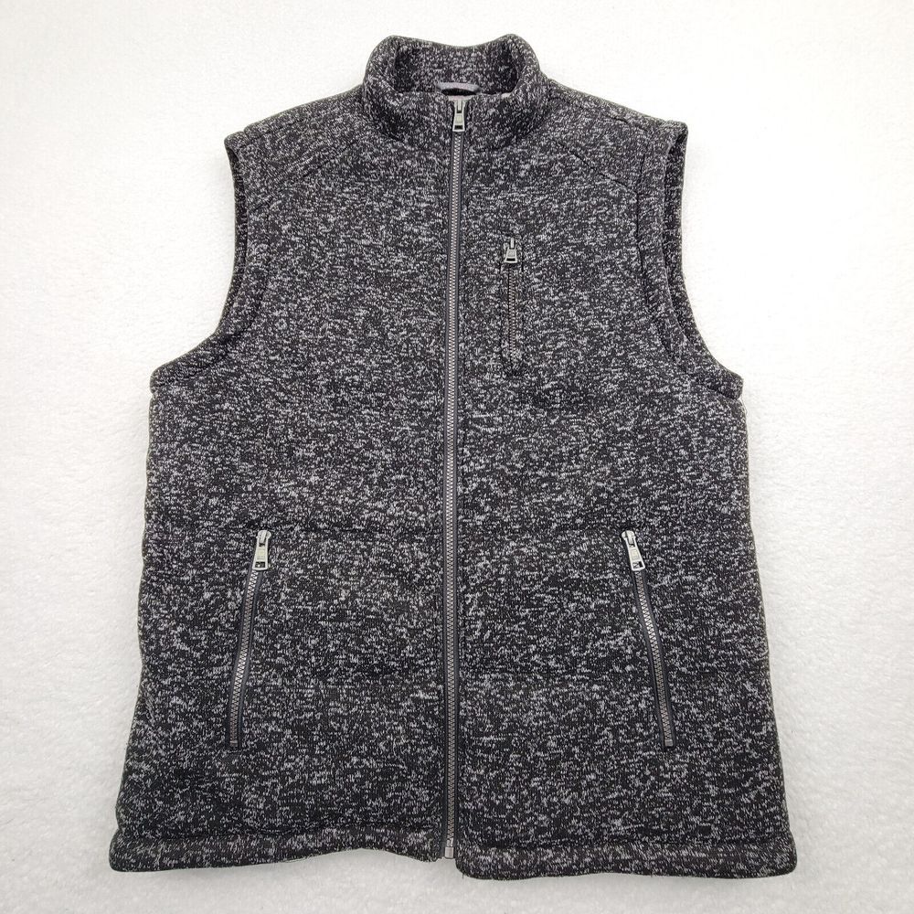 BKE Full Zip Puffer Vest Jacket Mens XL Black Gray Plaid Flannel‎ Quilt Lined XL